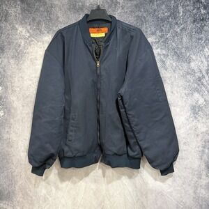 Cintas Mechanic Quilt Lined Navy Blue Bomber Jacket Mens Sz 2XL Workwear